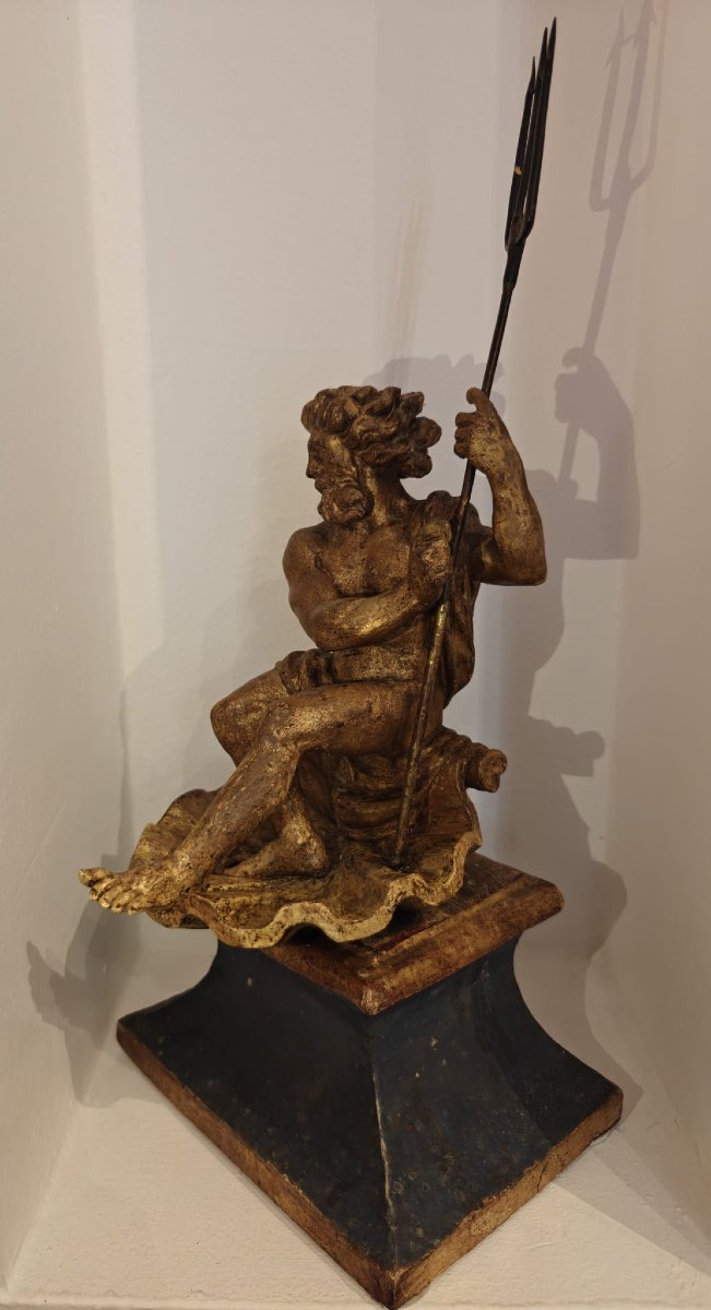 Nettuno in legno dorato-photo-2