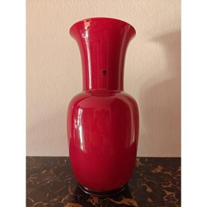 Vaso opalino Venini 1980 rosso