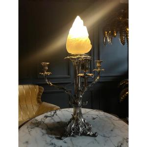 Large 19th Century Table Candlestick In Silver Metal