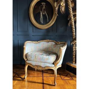 Napoleon III Period Marquise In Gilded And Finely Carved Wood - 19th Century