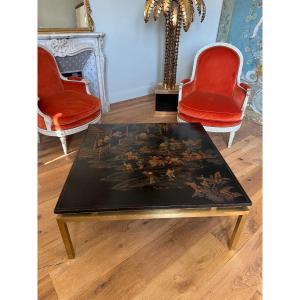 Important Coffee Table With A Lacquered Wood Panel From The 19th Century - China