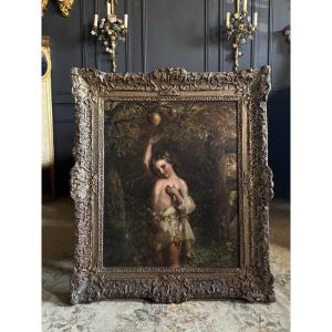 Painting / Oil On Canvas From The End Of The 19th Century "the Temptation"