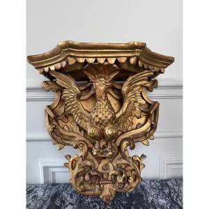 Early 19th Century Wall Console In Carved Wood With A Phoenix Decoration 