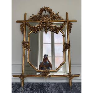 Late 19th Century Bamboo Mirror In Gilded Wood 