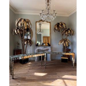 Pair Of Venetian Glass Consoles - 20th Century 