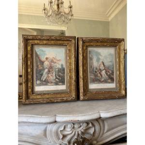 Pair Of Late 19th Century Engravings In Their Gilt Wood Frames 