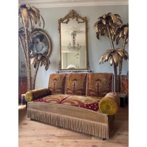 Art Nouveau Period Sofa Upholstered In Its Original Velvet Fabric - 20th Century