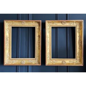 Pair Of Empire Period Frames In Gilded Wood - 19th Century
