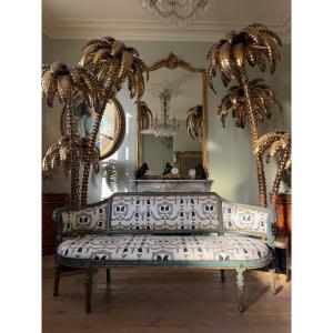 Late 18th-century Italian Sofa In Painted And Gilded Wood, Louis XVI Style