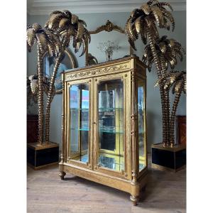 Napoleon III Period Display Case In Gilded And Carved Wood - 19th Century 