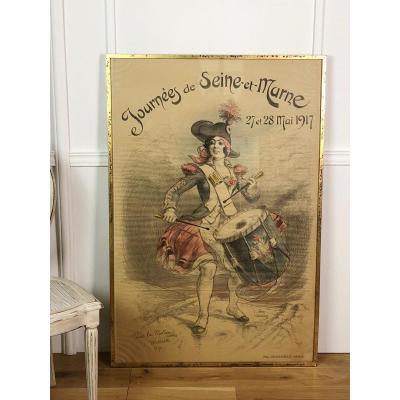 Poster Old Under Glass And Framed "vive La Nation" By A. Wilette 1917