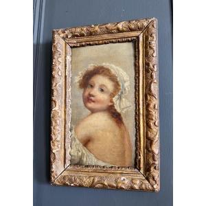 Portrait In The Taste Of Greuze - In An 18th Century Giltwood Frame