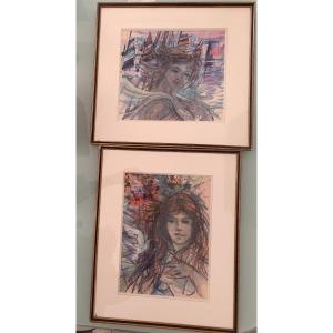 François Burel, Painter From Fécamp, Two Gouaches