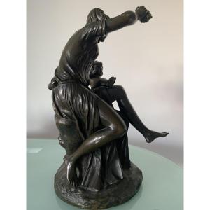 Bronze Nymph Of Nisa With Bacchus After Clodion