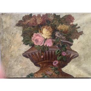 Large Still Life With Flowers, 19th Century 