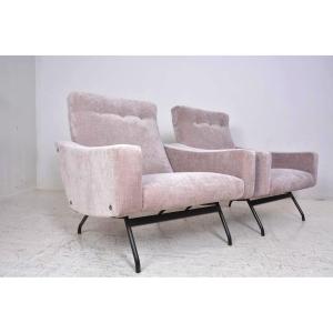 Pair Of   Armchairs, Creation By  Joseph André Motte ,steiner Editions, 1955.