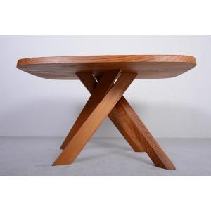 Vintage Aban T35a Table In Solid Elm By Pierre Chapo