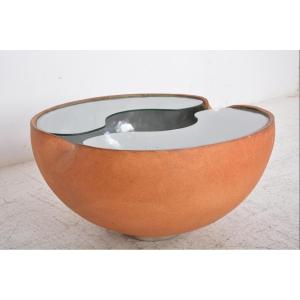Vintage Ceramic And Glass Coffee Table By Pierre And Fabienne Bouillon, 1999
