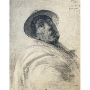 Henry Mirande (1877-1955), Self-portrait, Charcoal On Paper
