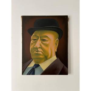 Jean Martin (1911-1996), The Man In The Bowler Hat, Alfred Hitchcock, 1982, Oil On Canvas