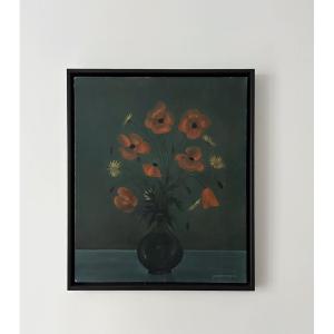 Jean-pierre Capron (1921-1997), Poppies And Daisies, Oil On Canvas