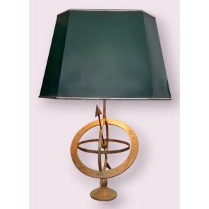 Large Gilt Bronze Lamp In The Form Of An Armillary Sphere 