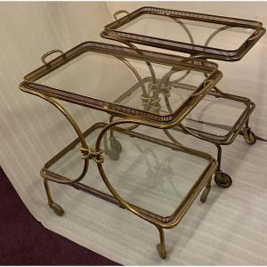 1970′ F Rolling Bar Bronze And Golden Brass Maison Baguès Or Charles Or Jansen Neoclassic
