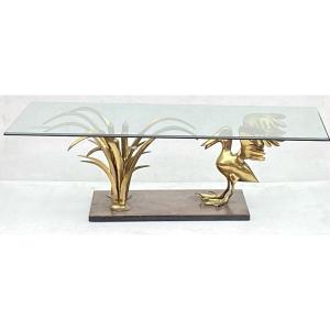 1970′ Pelican And Reed Coffee Table In Bronze By Christian Techoueyres