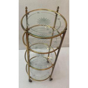 1950/70′ Rolling Server Round Bronze 4 Trays In The Style Of Maison Jansen 