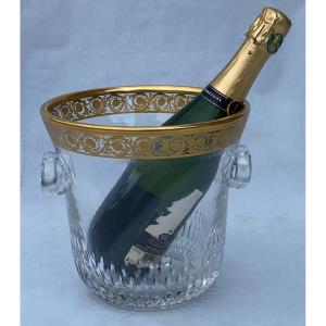 Champagne Bucket In Crystal  Thistle Signed St Louis.