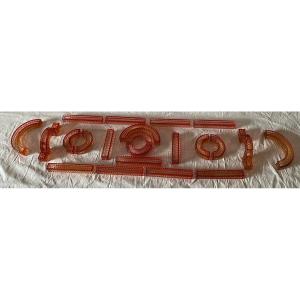 1875/1900′ Baccarat Table Runner Red Color Twist Model Signed 200 X 50 Cm     22 Pieces