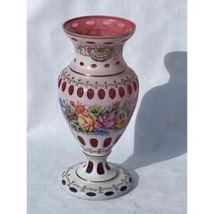 1950/60 Baccarat Overlay Vase ø 20 Xh 42 Cm