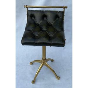 1970′ Bronze And Leather Harpist Musician Chair