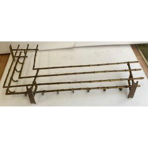 1970′ Wall Corner Coat / Hat Rack Bamboo Decor Maison Baguès In Bronze 113 X 73 Cm