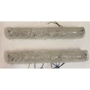 1950/70′ Pair Of Dlg Murano Granite Glass Sconces, Kalmar H 50 X 7 X 10 Cm