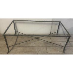 1970′ Coffee Table Bamboo Decor Patinated Bronze Maison Baguès 110 X 58 Xh 42 Cm