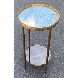 1970′ Bronze Gueridon With Gallery Maison Jansen ø 33 H 62 Cm