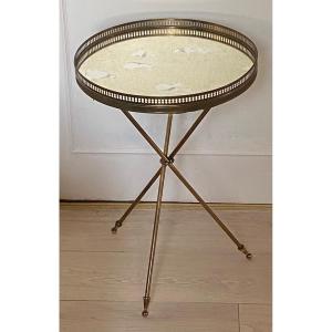 1950′ Bronze Pedestal Table Neoclassical Style Diameter 40 Cm H 57.5 Cm