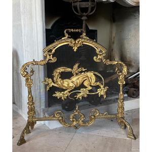 1880′ Spark Guard No. 3 In Gilt Bronze With Salamander