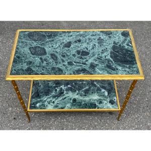 1970′ Gilt Bronze Side Table Maison Bagués Sea Green Marble Trays 71 Cmx 38 Xh 57 Cm