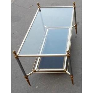 1950/70′ Maison Jansen Coffee Table Leather Top Greek Pattern 93 X 48 Xh 49 Cm