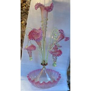 1950s Bouquet Holder Or Table Centerpiece With Swinging Murano Baskets