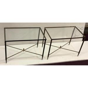 1970s Pair Of Tables By Maison Baguès In Gilded Bronze And Brace 34 X 55 X H 39 Cm