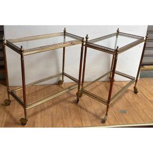 1970s Pair Of Bronze Roll-top Bars With Shelves, Maison Baguès Style, Napoleon III Decoration