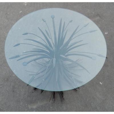 1970 'pedestal Or Coffee Table Wheat Sheaf Black St Cc