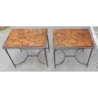 1950/70' Pair Of End Of Sofa In The St Of Maison Jansen 51 X 36 Cm