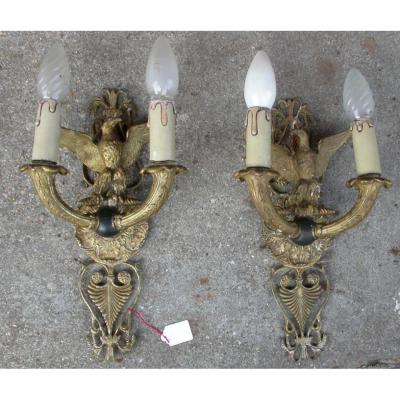 Pair Of St Empire Sconces With Eagles