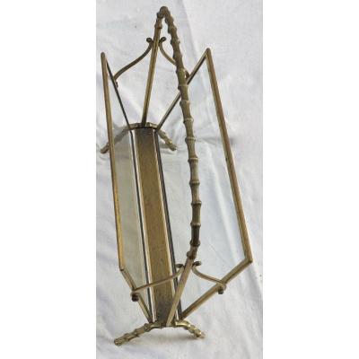 1950/70 ′ Maison Baguès Style Magazine Rack Bamboo Model In Polished Brass