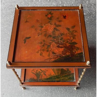 1950/70 ′ End Of Sofa On Wheels, Bronze Chinese Lacquer Top Style Maison Baguès