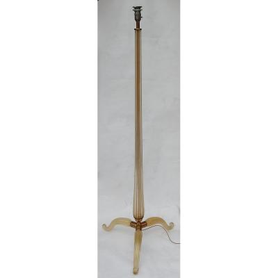 1950/70 Barovier & Toso Tripod Floor Lamp With Gold Paillons